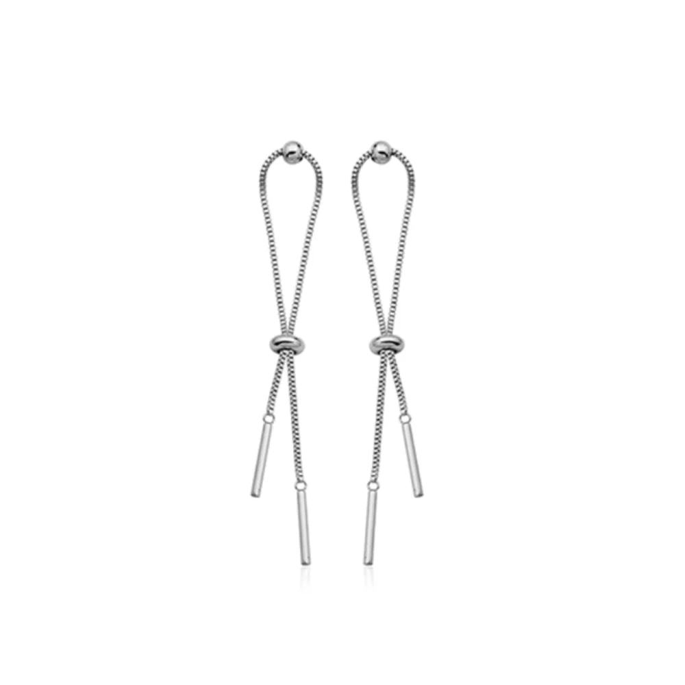 CJ Steelx Slideable Bar Earrings - Silver