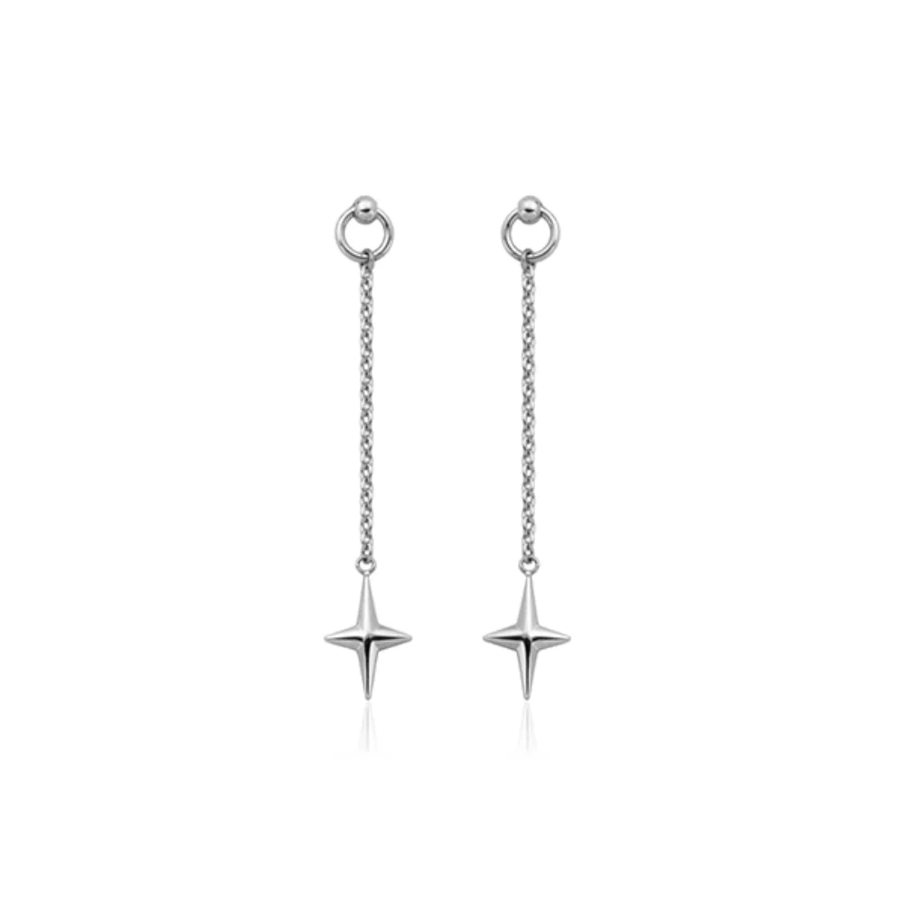 CJ Steelx Star Chain Earrings - Silver