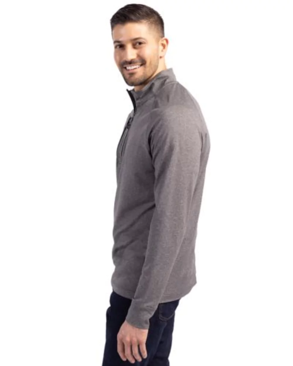 Pull à quart de zip pour homme en tricot écologique Cutter & Buck Adapt Heather