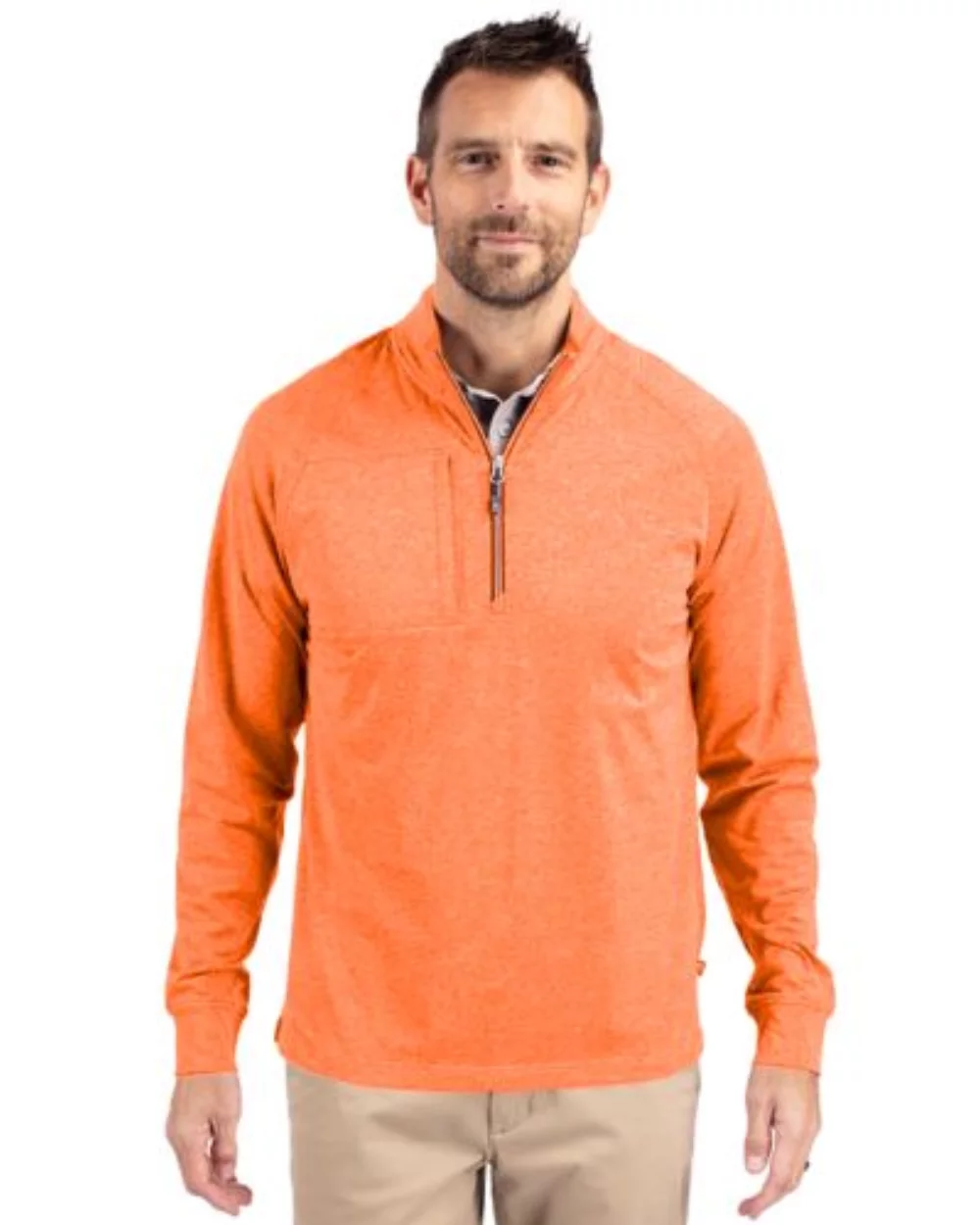 Pull à quart de zip pour homme en tricot écologique Cutter & Buck Adapt Heather