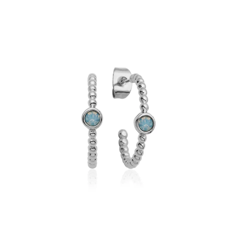 CJ Steelx Sapphire Opal Crystal 20mm Beaded Hoop Earrings - Silver