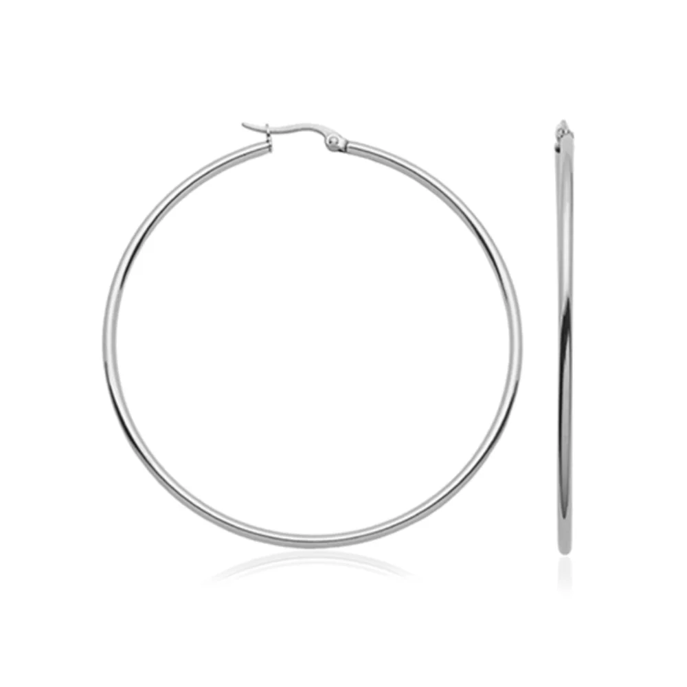 CJ Steelx 70mm Hoop Earrings - Silver