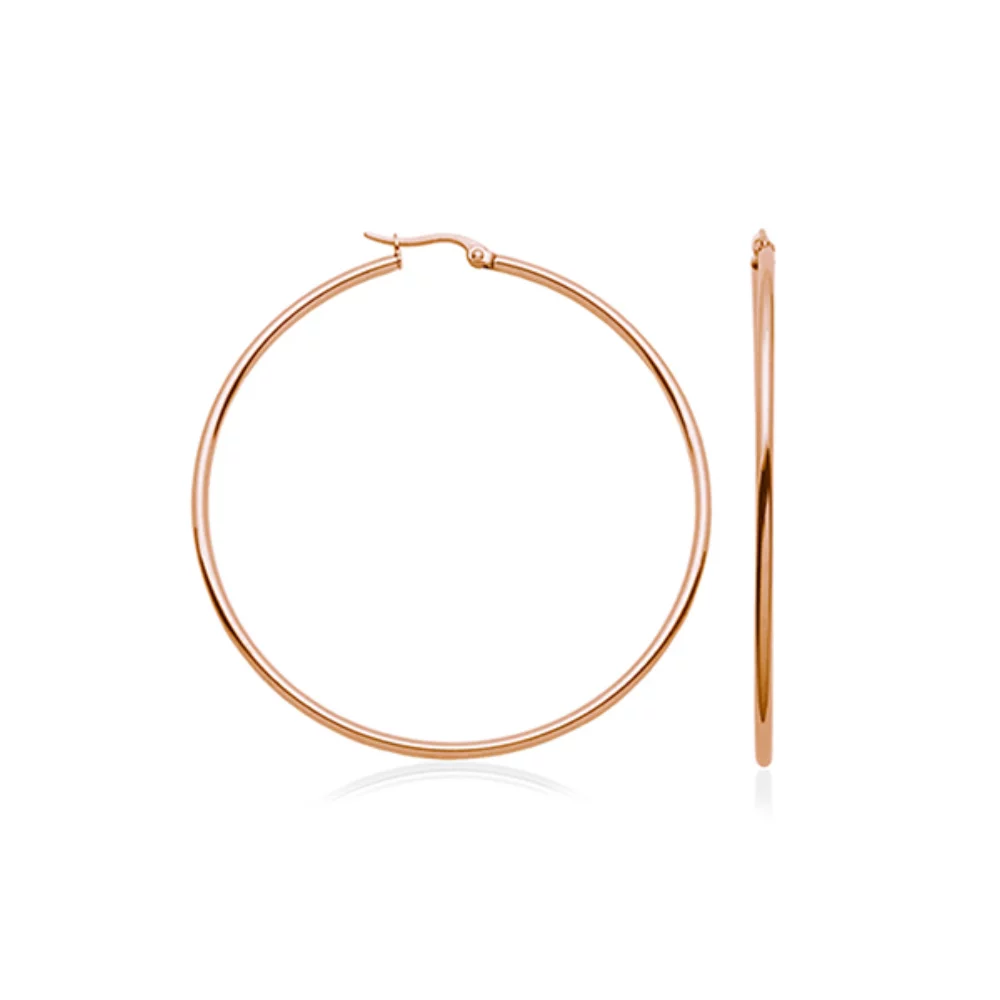 CJ Steelx 60mm Hoop Earrings - Rose Gold