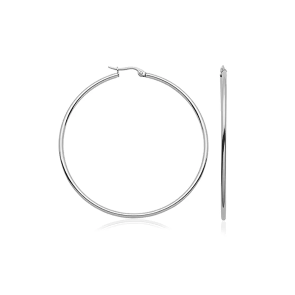 CJ Steelx 60mm Hoop Earrings - Silver