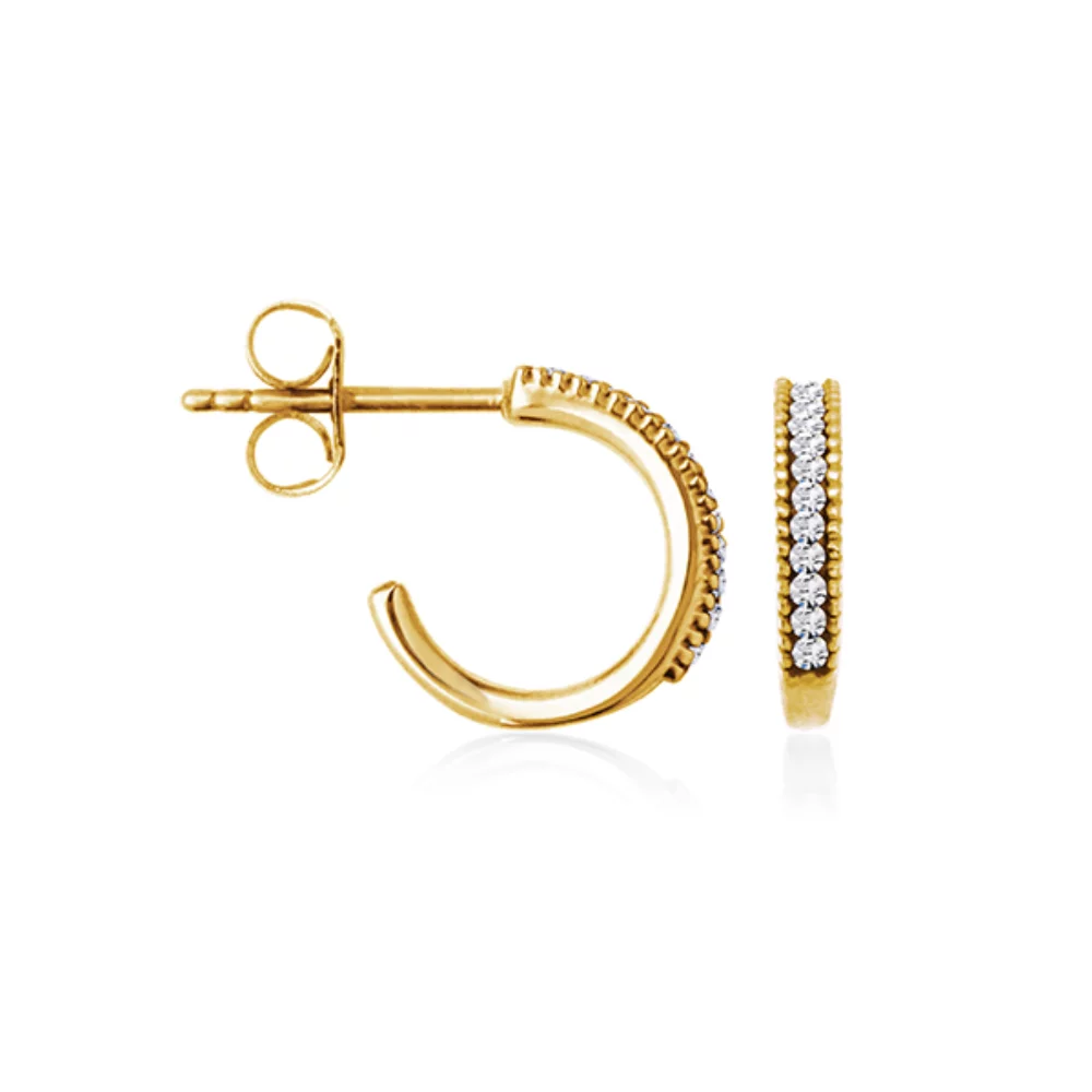 CJ Steelx "April" Boucles d'oreilles créoles Huggie en cristal de diamant - Blanc