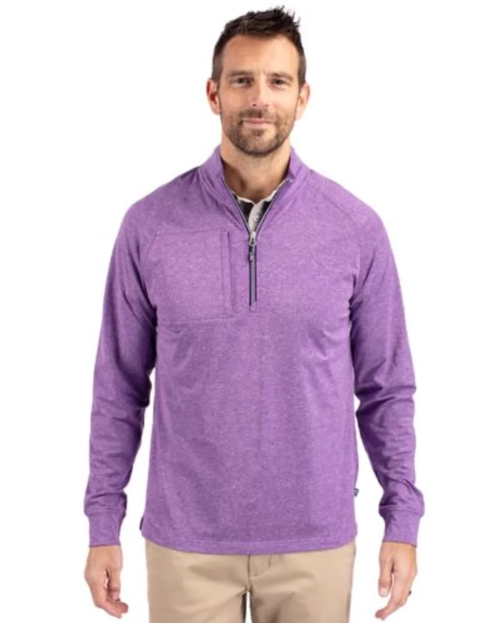 Pull à quart de zip pour homme en tricot écologique Cutter & Buck Adapt Heather