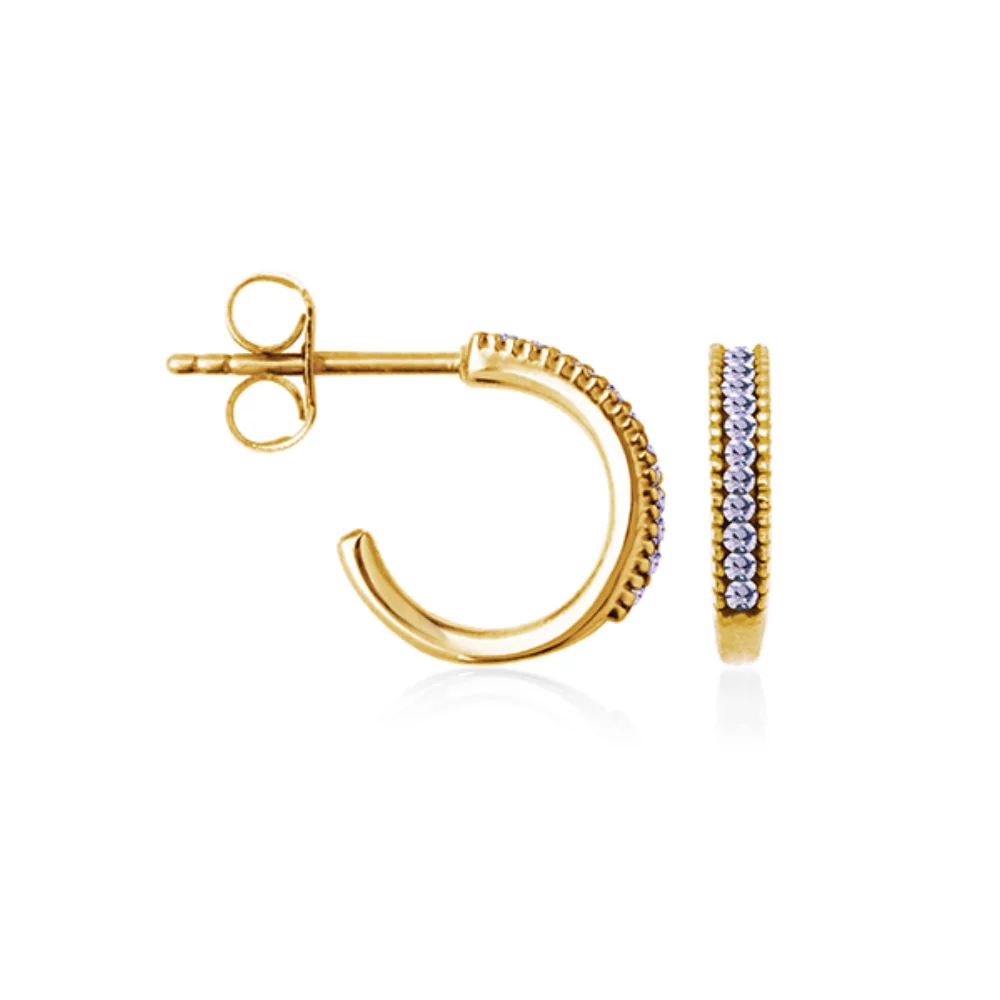 CJ Steelx "June" Boucles d'oreilles créoles Huggie en cristal violet - Violet