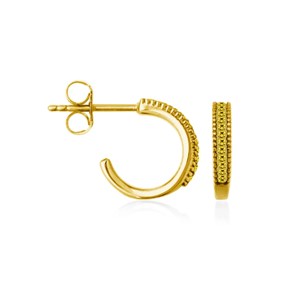 CJ Steelx "November" Citrine Crystal Huggie Hoop Earrings - Yellow