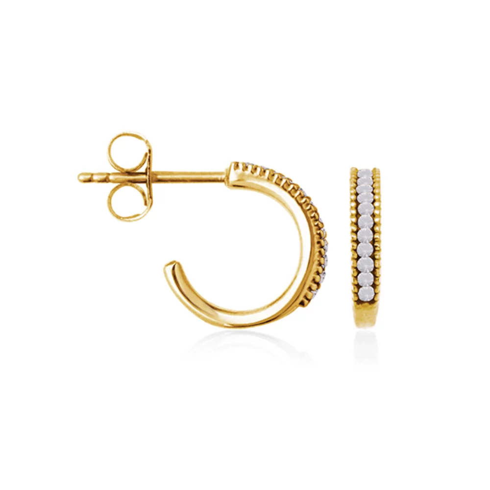 CJ Steelx "October" Boucles d'oreilles créoles Huggie en cristal d'opale - Blanc