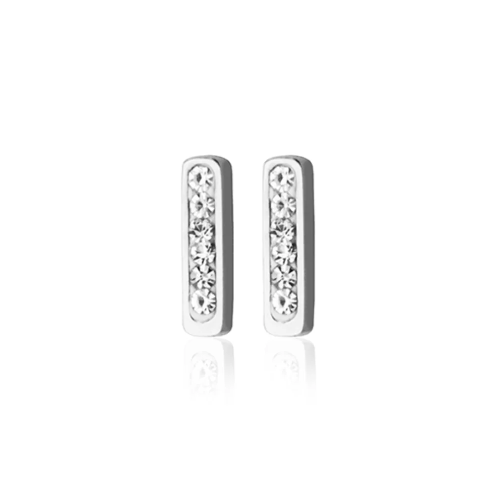 CJ Steelx Cubic Zirconia Bar Earrings - Silver
