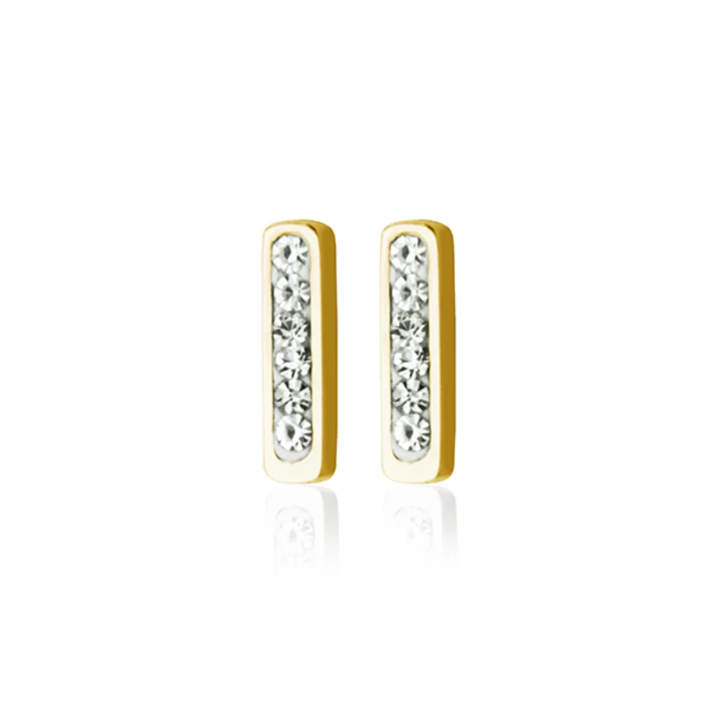 Boucles d'oreilles barre en acier CJ Steelx avec zircone cubique - Or
