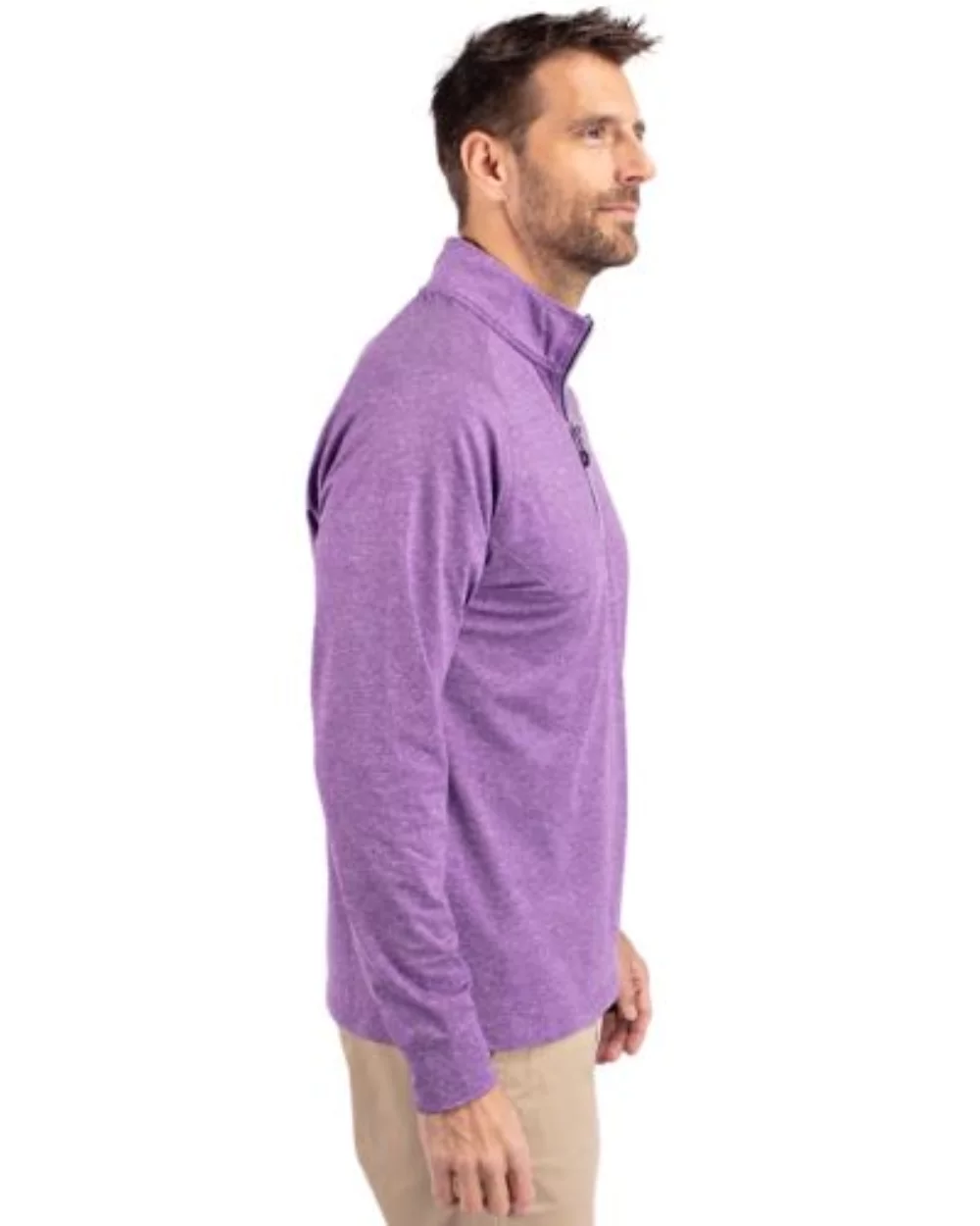Pull à quart de zip pour homme en tricot écologique Cutter & Buck Adapt Heather