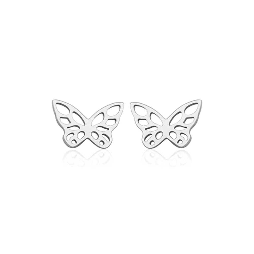 Boucles d'oreilles à clous papillon CJ Steelx - Argent