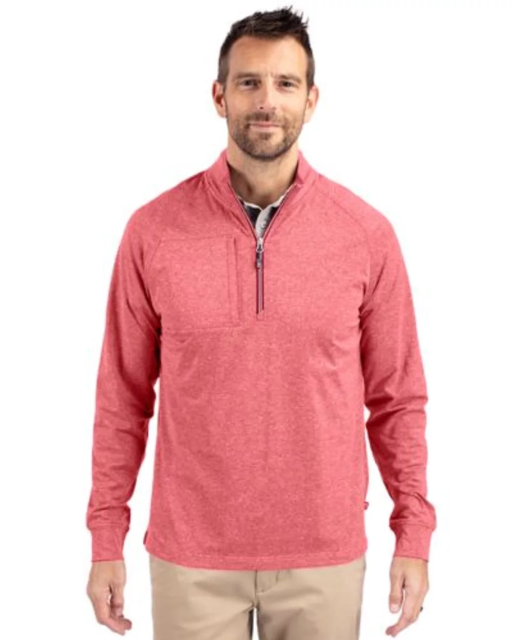 Pull à quart de zip pour homme en tricot écologique Cutter & Buck Adapt Heather