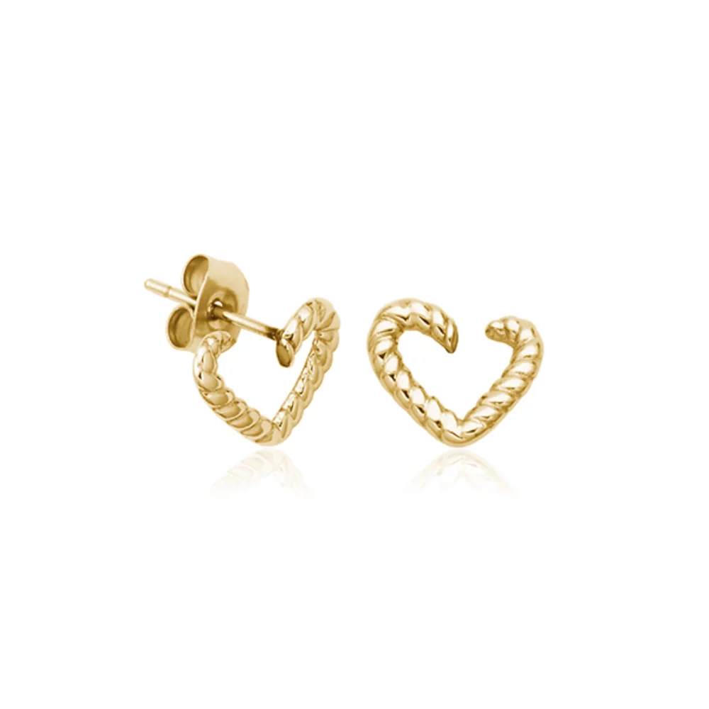 CJ Steelx Twisted Heart Stud Earrings - Gold