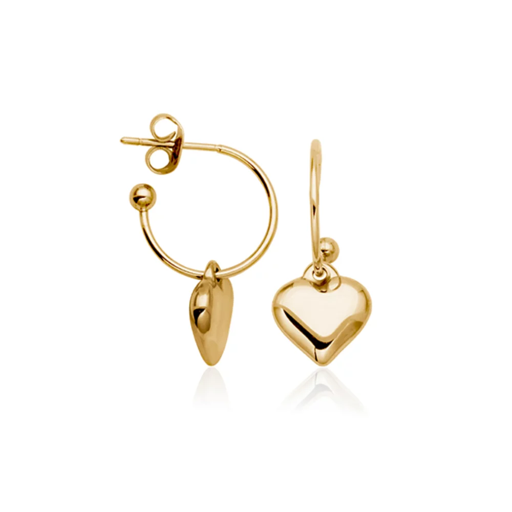 CJ Steelx 15mm Puffy Heart Open Hoop Earrings - Gold