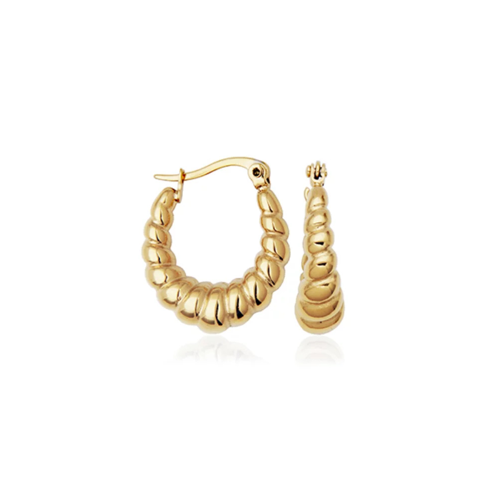 CJ STEELX Twisted Puff Oval Hoop Earrings - Gold