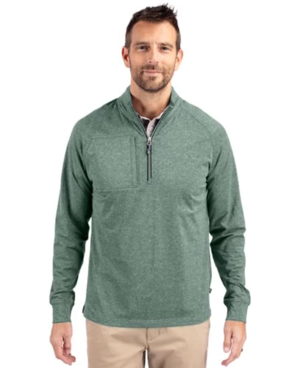 Cutter & Buck Adapt Eco Knit Heather Mens Quarter Zip Pullover