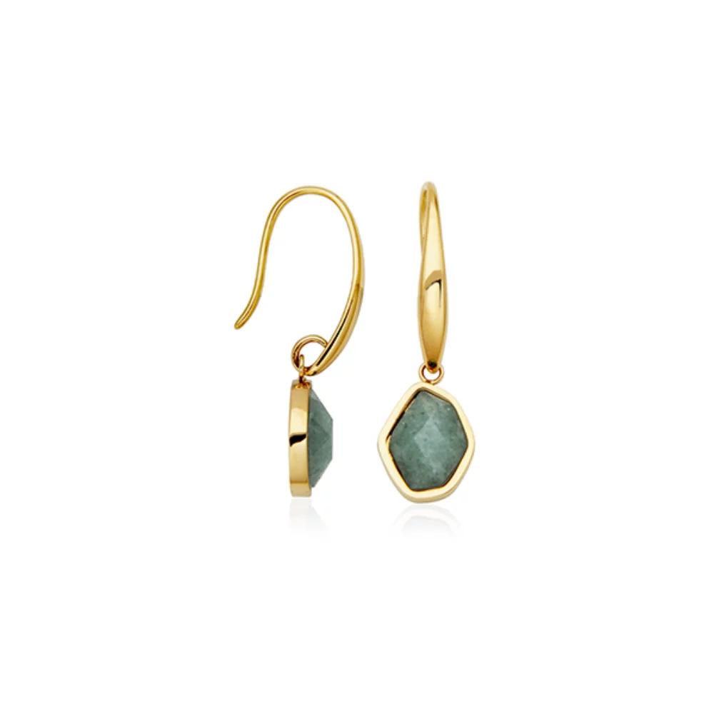 CJ STEELX Green Aventurine Earrings - Gold