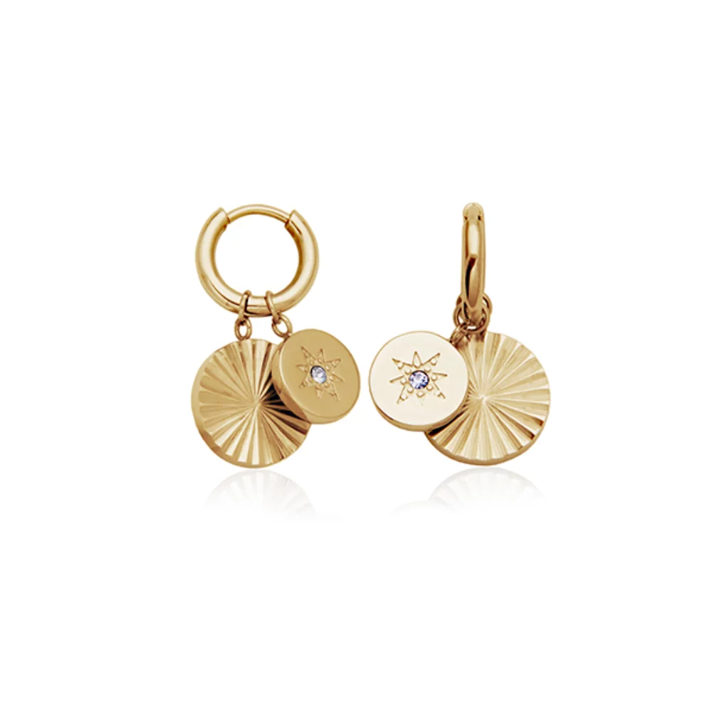 CJ STEELX Sunray Crystal Earrings - Gold