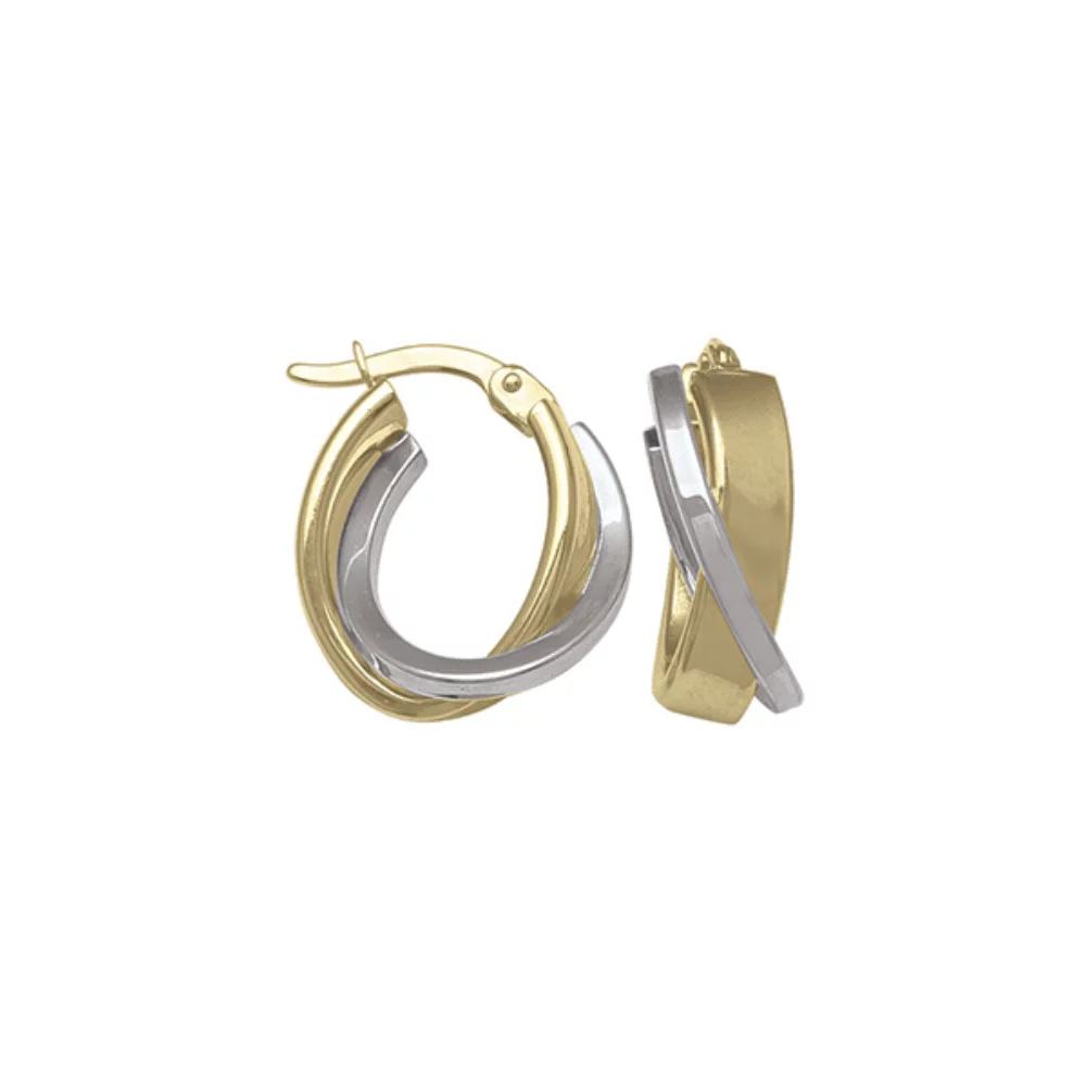 14K Two Tone Gold Hoop Earrings - ETA106 - 2.4 gm
