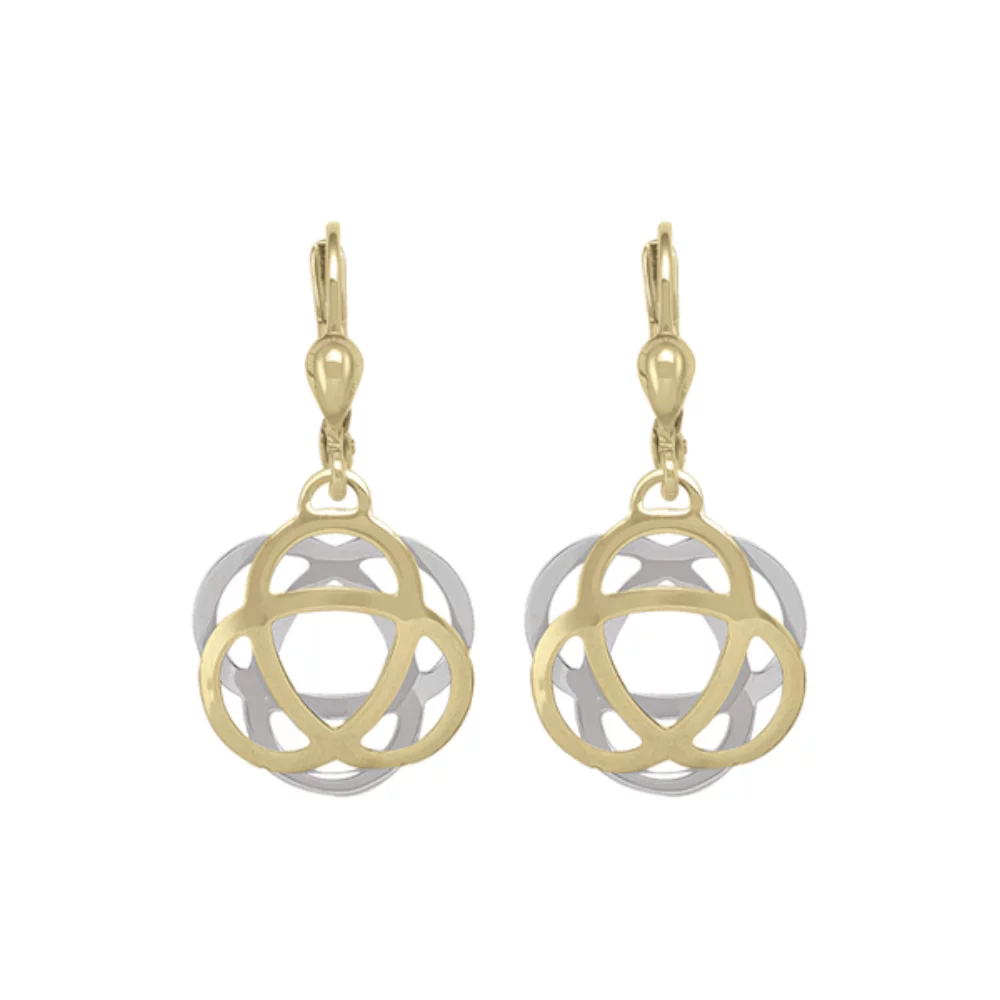 14K Gold and Silver Fashion Drop Earrings - 2.3gm