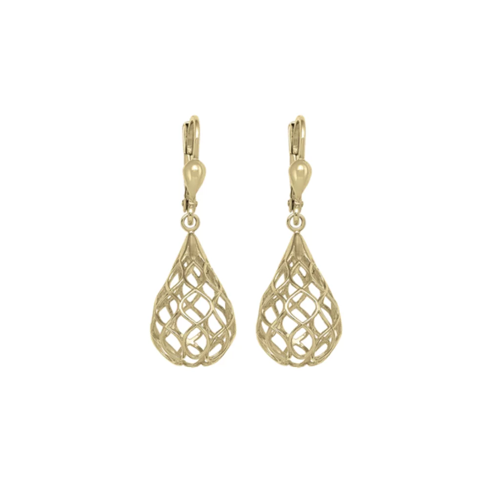 14K Gold Water Drop Shaped Drop Earrings
