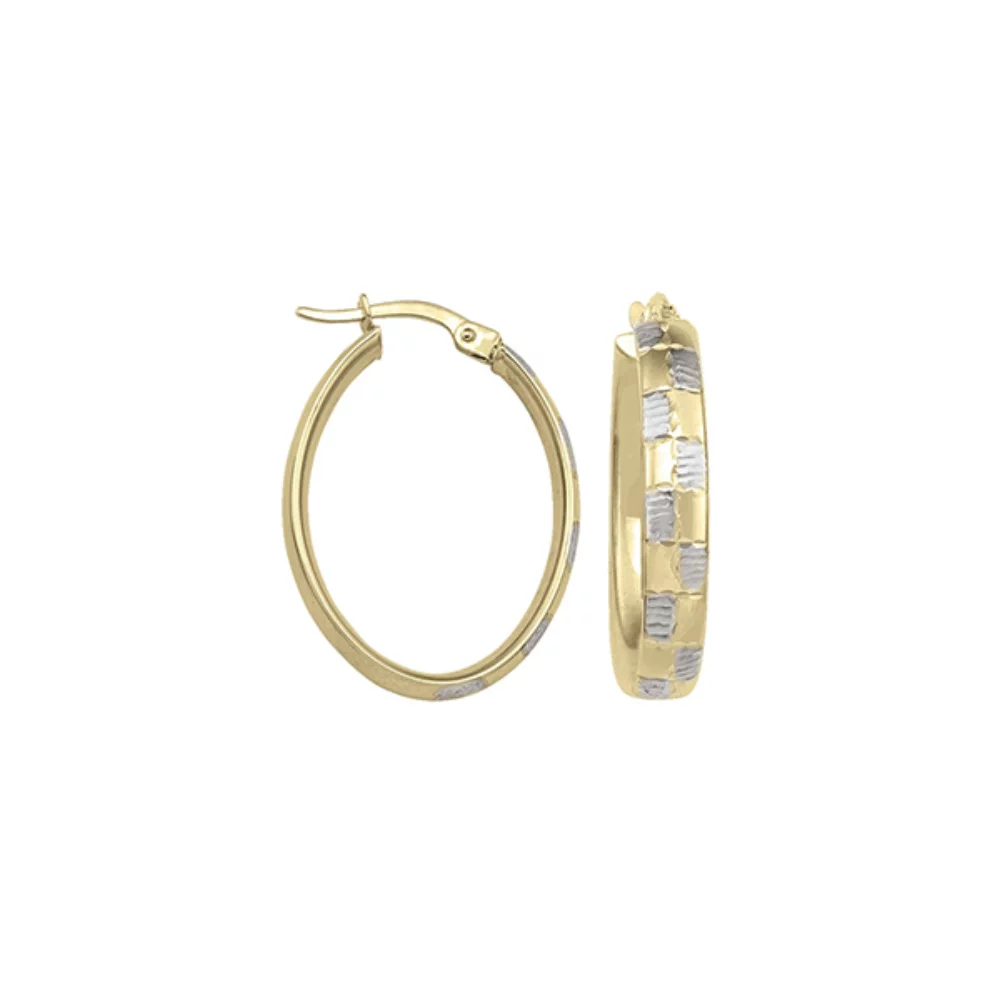 14K Two Tone Gold Hoop Earrings - ETA126 - 2.3 gm