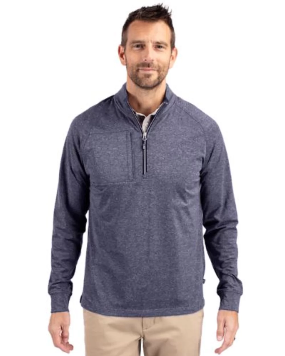 Pull à quart de zip pour homme en tricot écologique Cutter & Buck Adapt Heather