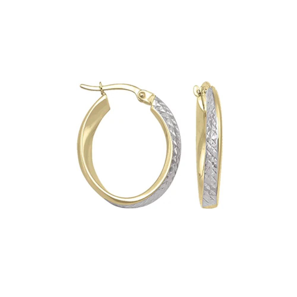 14K Two Tone Gold Hoop Earrings - ETA164 - 2.0 gm