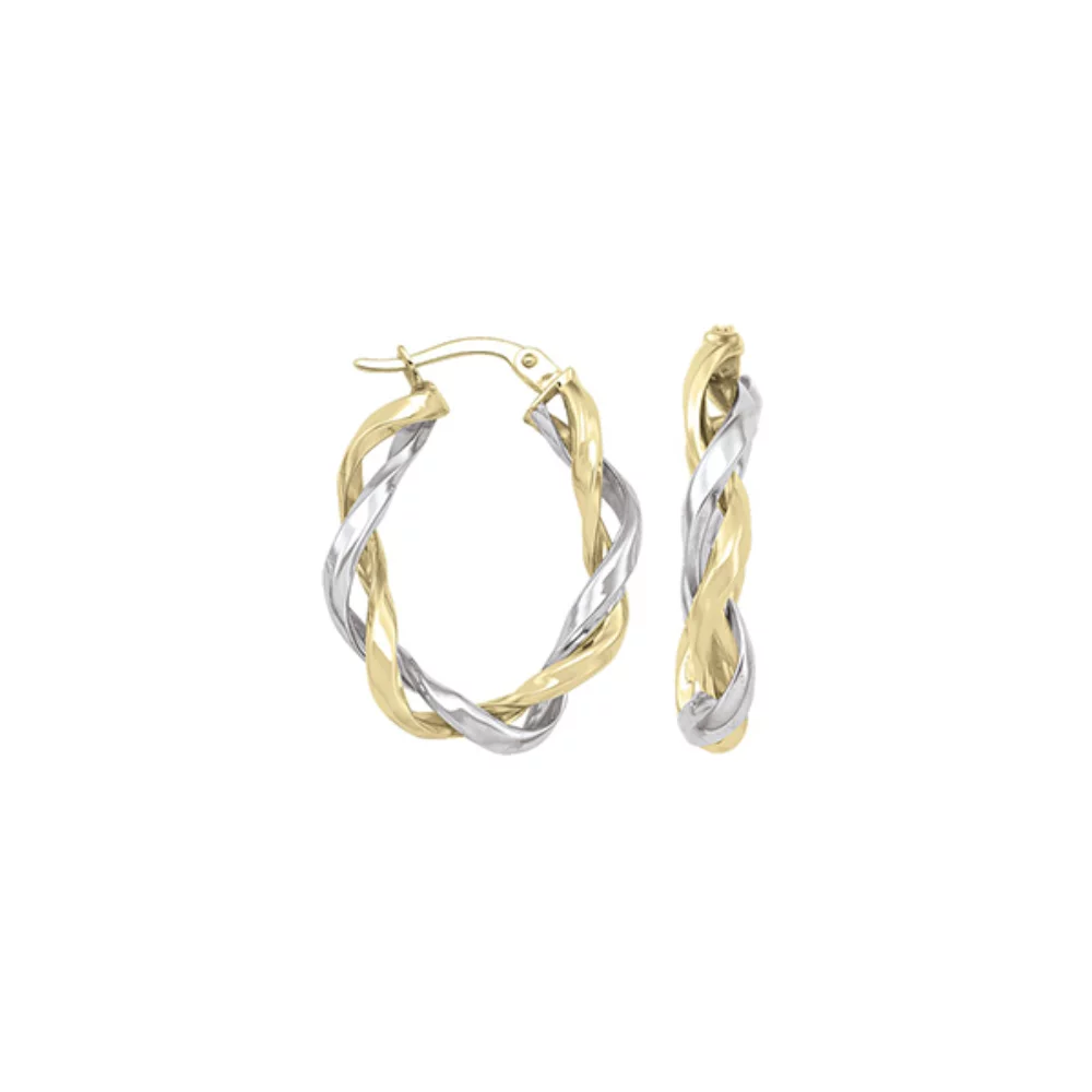 14K Two Tone Gold Hoop Earrings - ETA167 - 2.7 gm