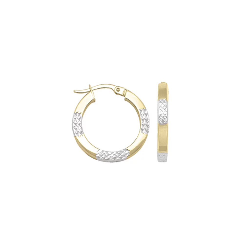 14K Two Tone Gold Hoop Earrings - ETA168 - 1.8 gm