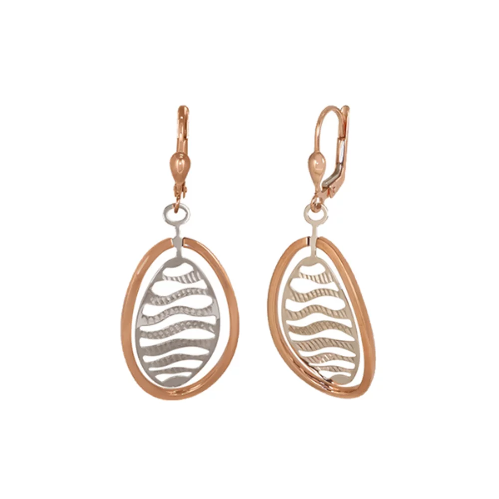 10K Rose Gold and Silver Fashion Drop Earrings - 3.0 gm