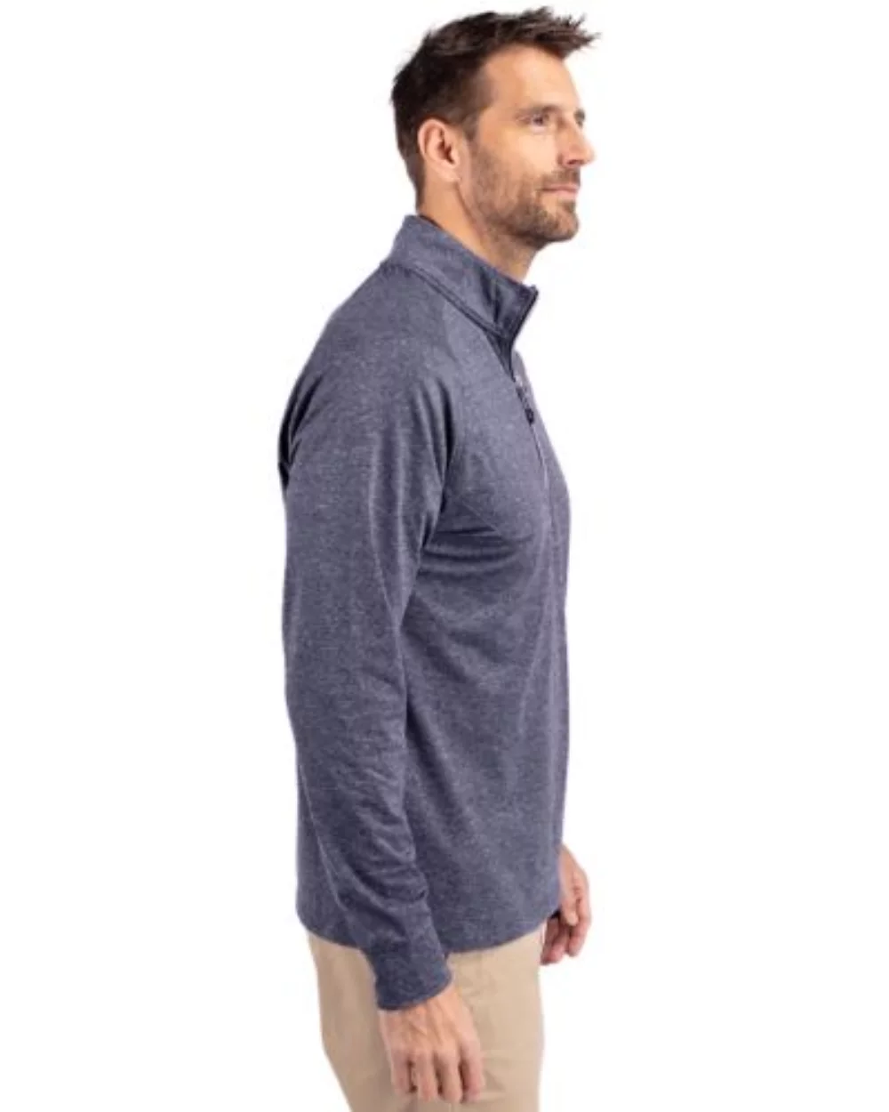 Pull à quart de zip pour homme en tricot écologique Cutter & Buck Adapt Heather