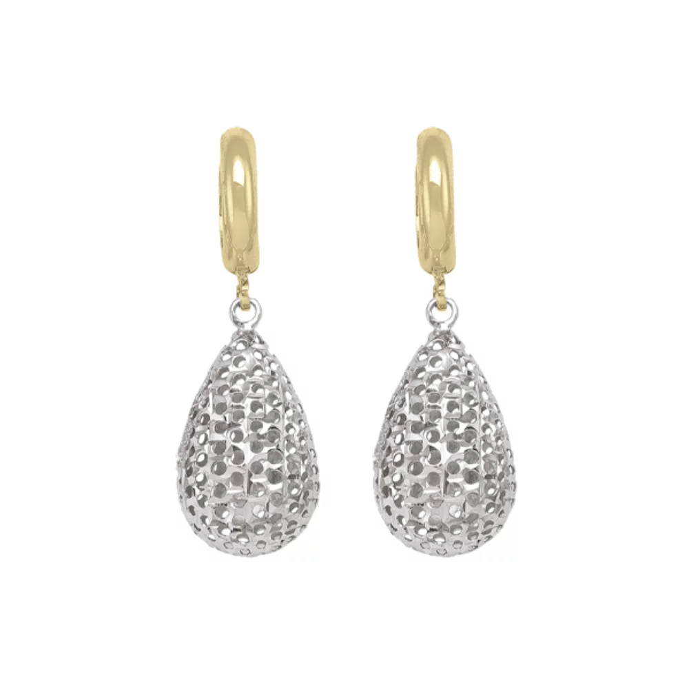 10K Gold and Silver Fashion Drop Earrings - 2.7 gm