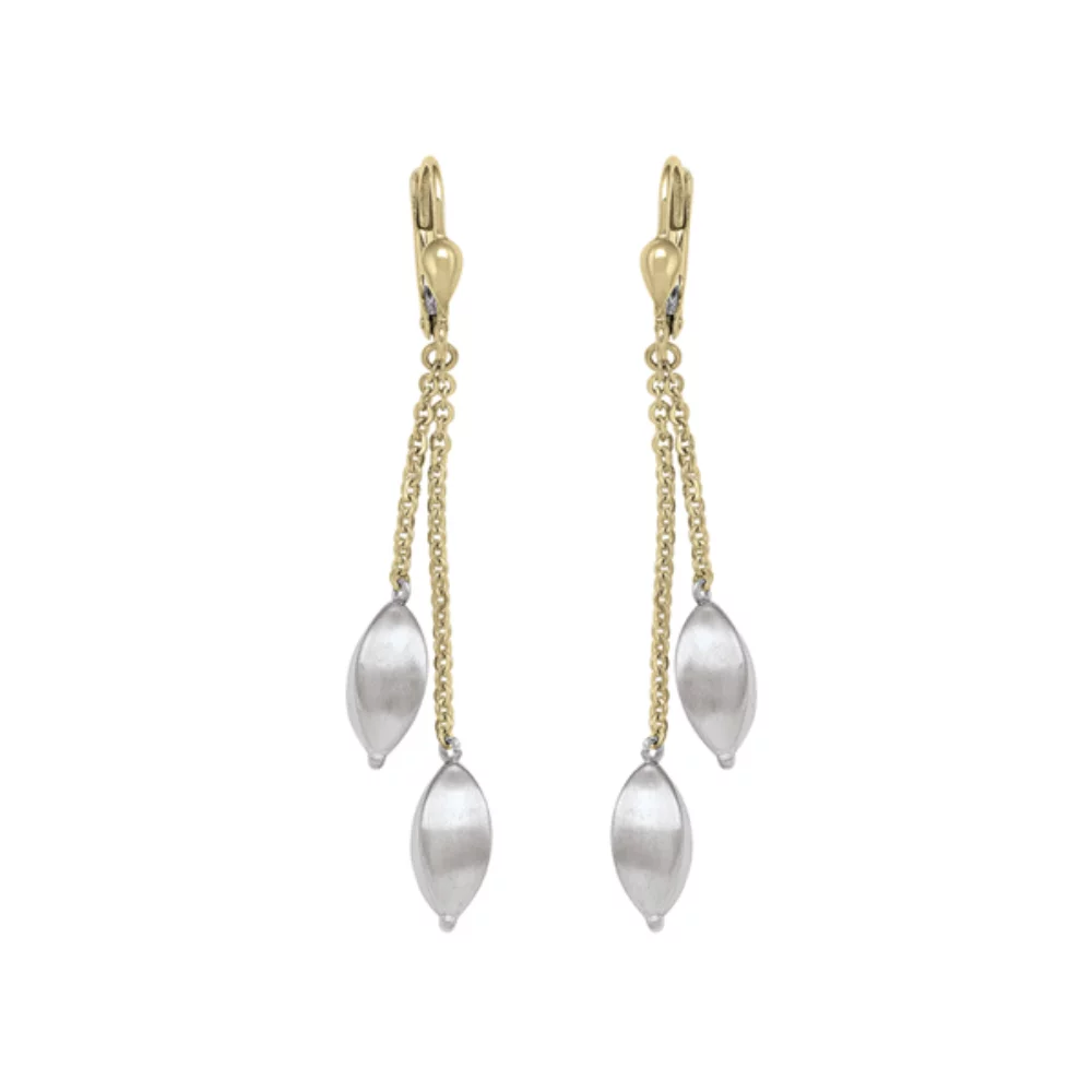 10K Gold and Silver Fashion Drop Earrings