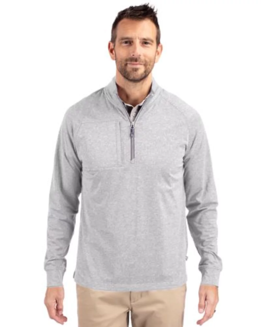 Cutter & Buck Adapt Eco Knit Heather Mens Quarter Zip Pullover