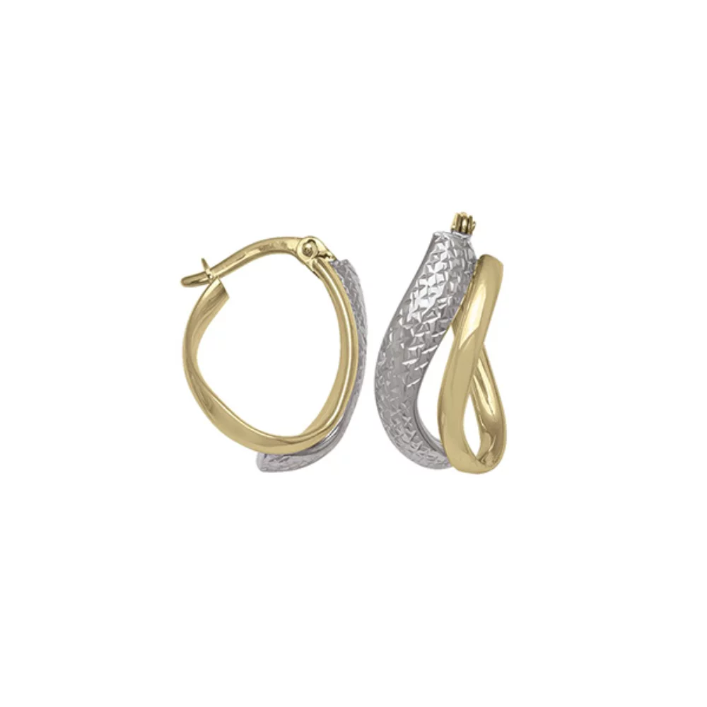 10K Two Tone Gold Hoop Earrings - ETECA148 - 1.8 gm