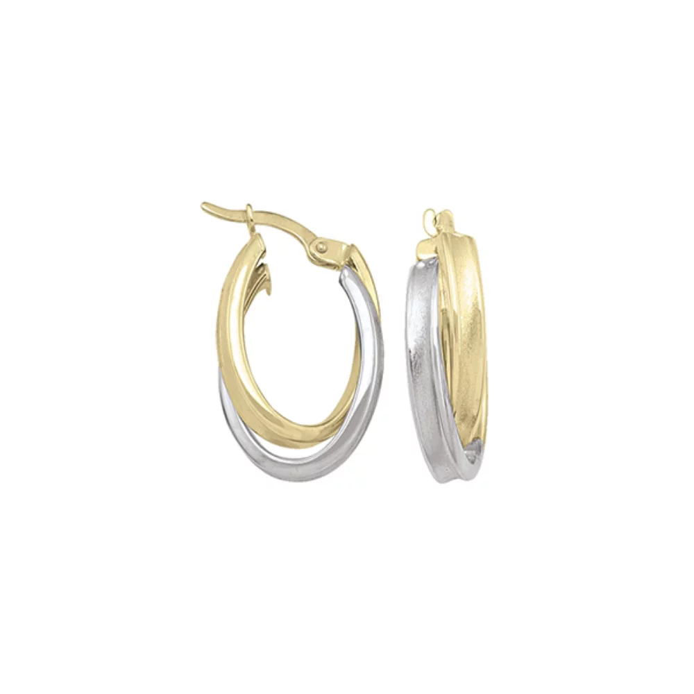 10K Two Tone Gold Hoop Earrings - ETECA151 - 2.4 gm