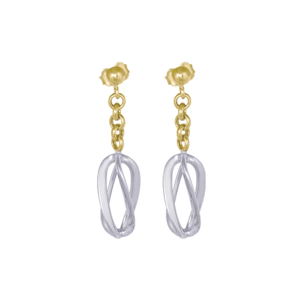 10K Gold and Silver Fashion Drop Earrings - 2.0gm