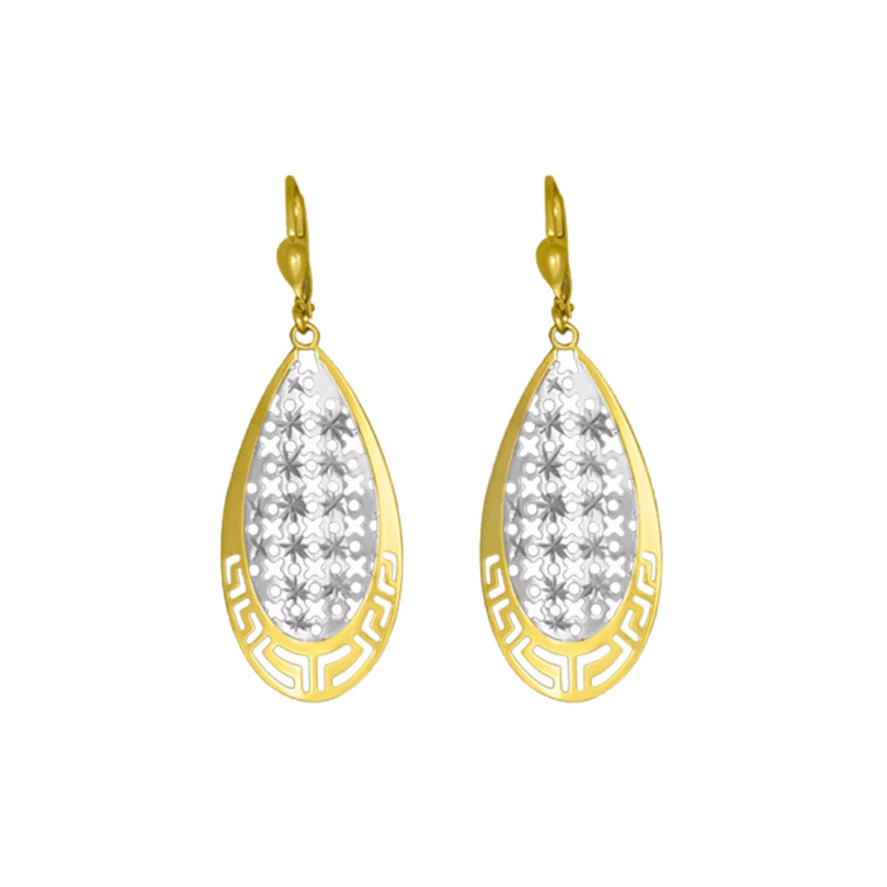 Boucles d'oreilles pendantes de mode en or 10 carats et argent - 2,7g