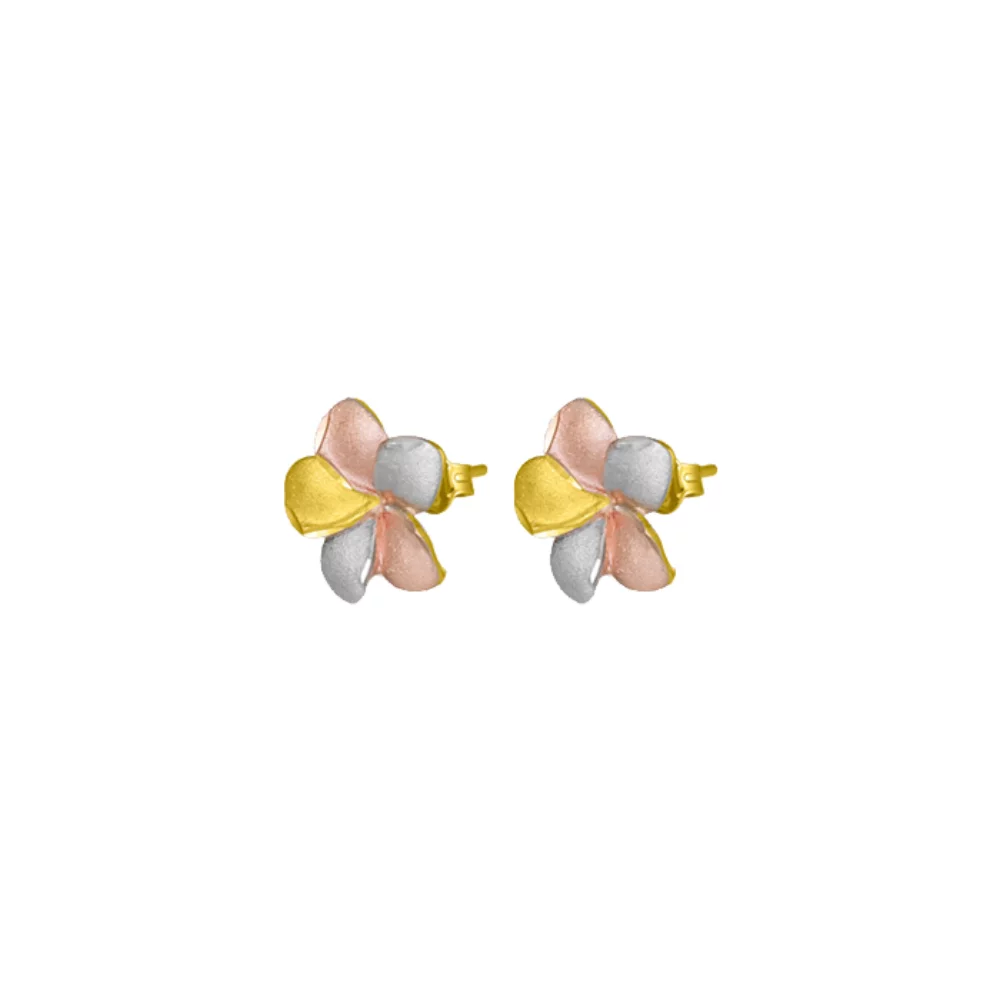 10K Tri-Colour Gold Flower Stud Earrings