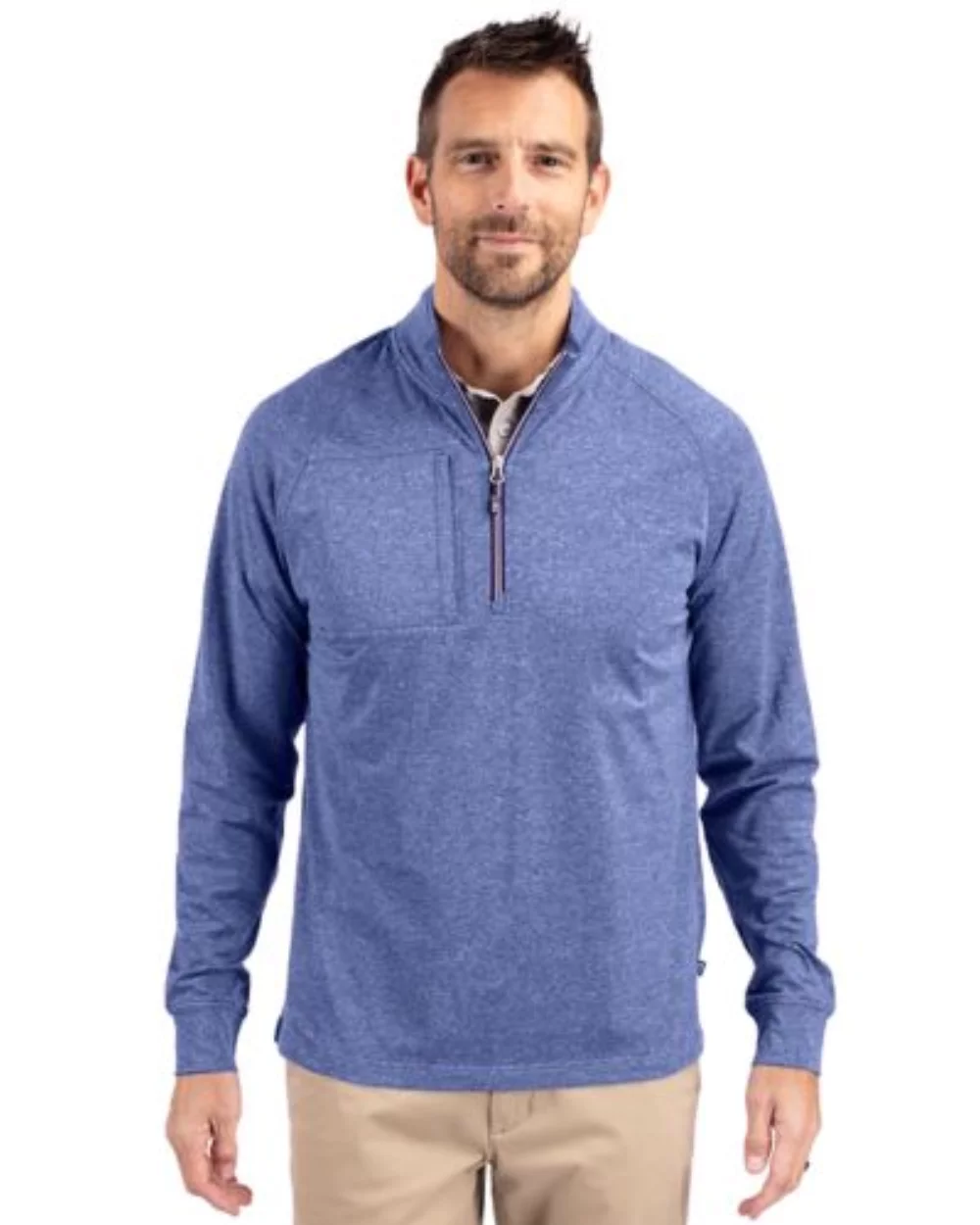 Pull à quart de zip Cutter & Buck Adapt Eco Knit Heather pour homme grand et grand.