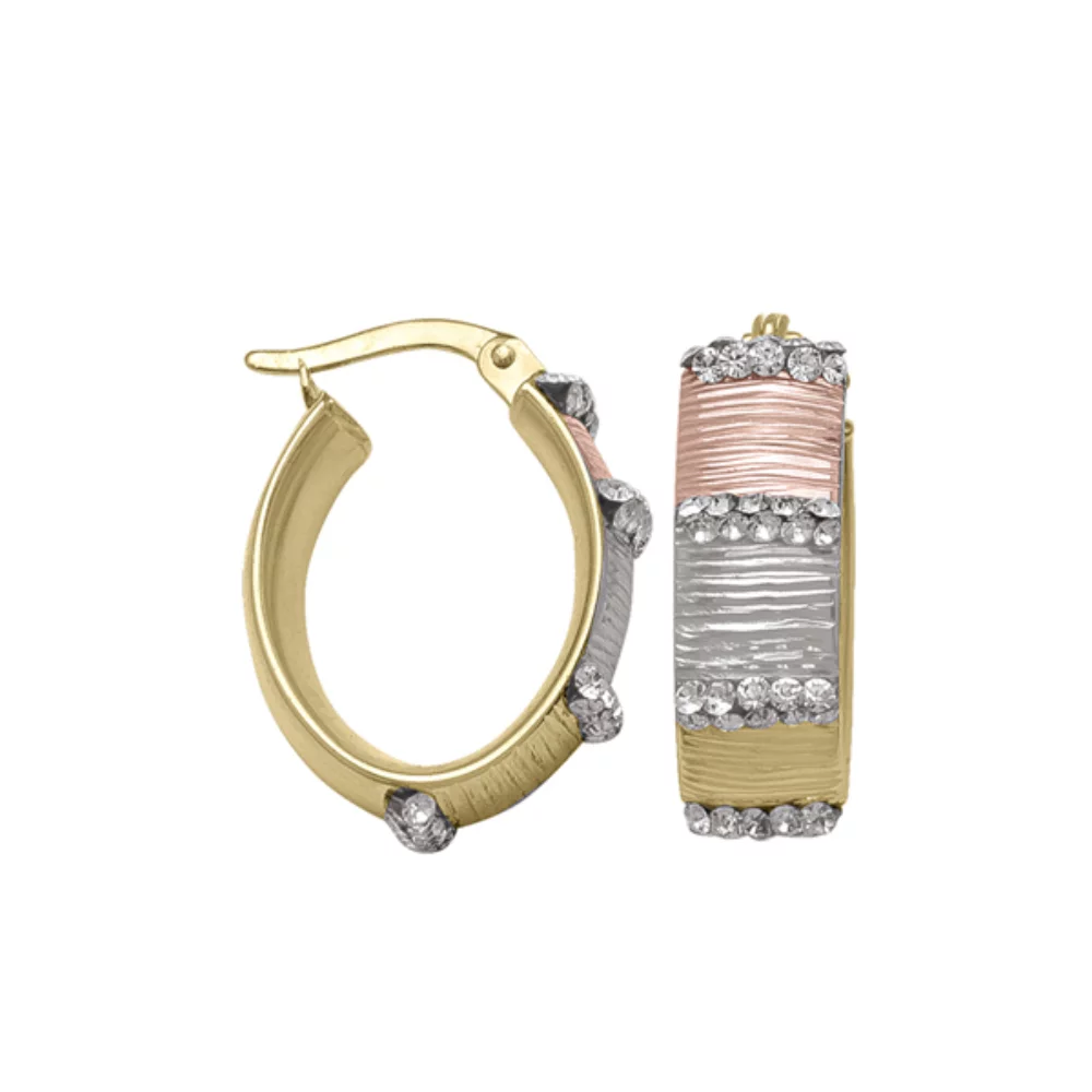 10K Tri-Colour Gold Hoop Earrings