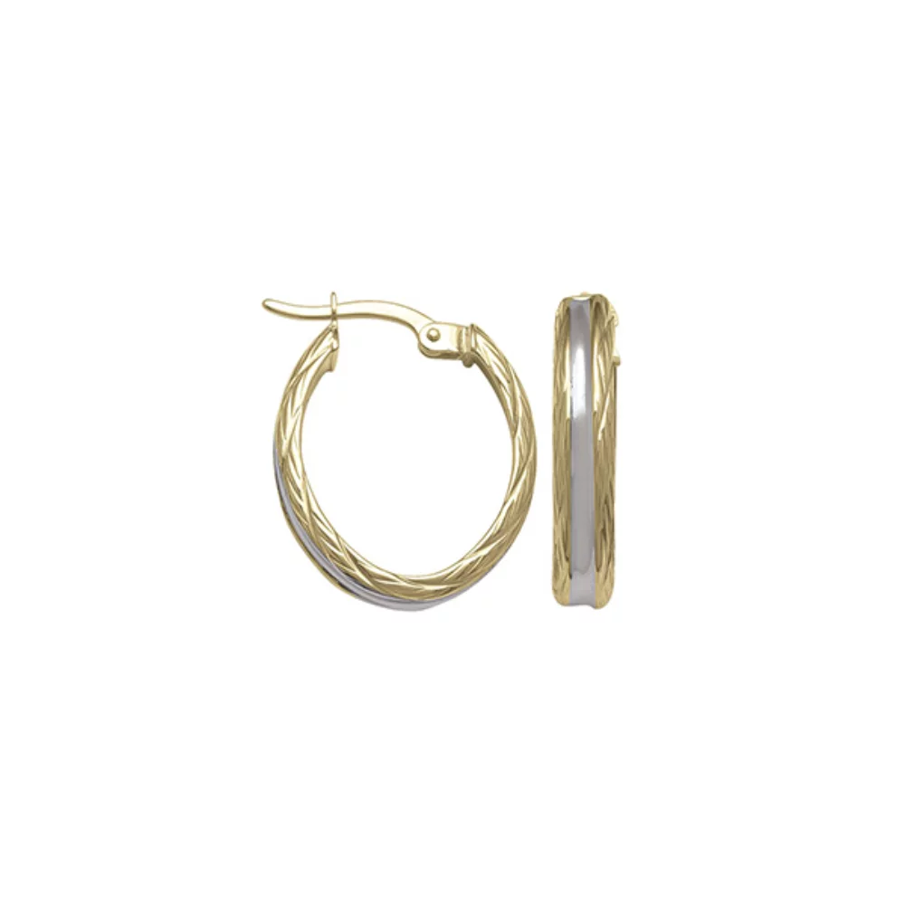 10K Two Tone Gold Hoop Earrings - ETECA22 - 1.7 gm