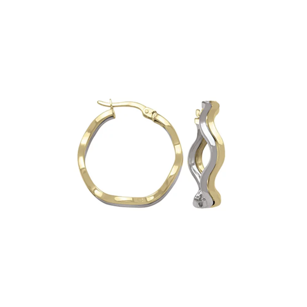 10K Two Tone Gold Hoop Earrings - ETECA27 - 2.7 gm
