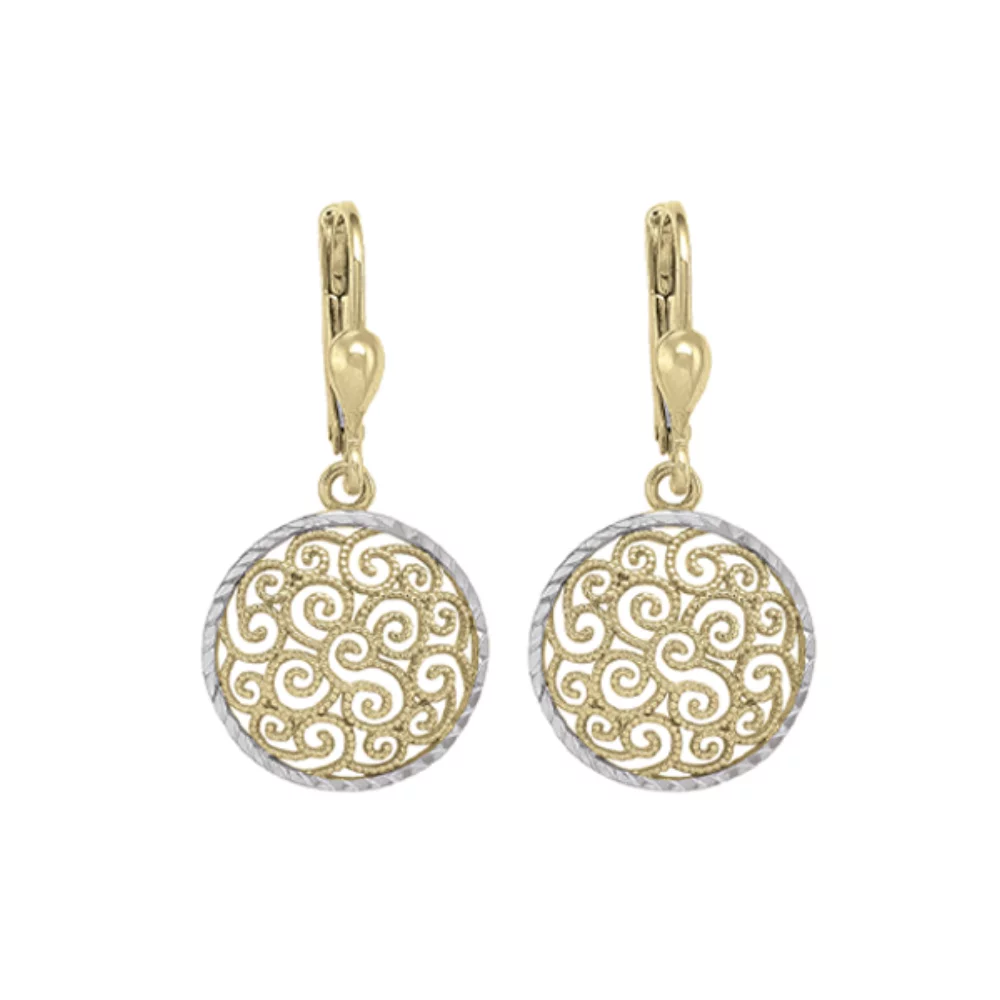 Boucles d'oreilles pendantes de mode en or 10 carats et argent - 2,4g