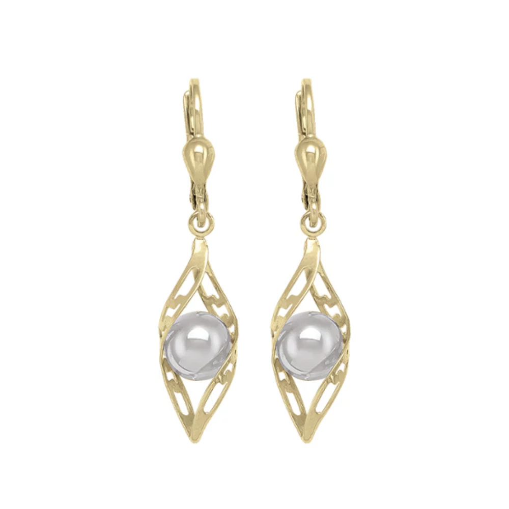 Boucles d'oreilles pendantes de mode en or 10 carats et argent - 2,1g