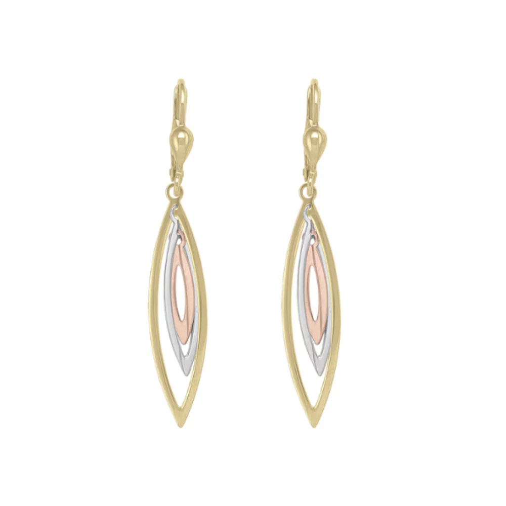 Boucles d'oreilles pendantes de mode en or 10 carats, argent et or rose - 2,0 g
