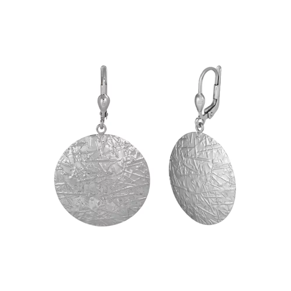 10K Silver Sphere Shaped Drop Earrings